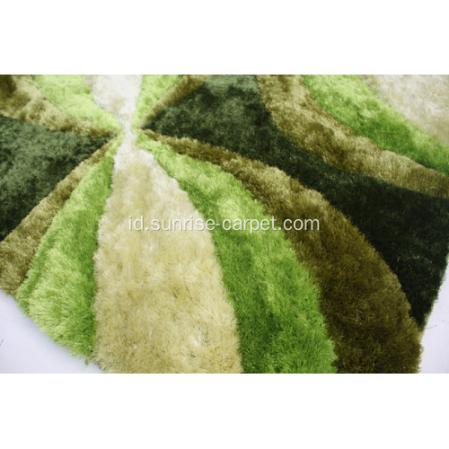 Polyester Silk Shaggy dengan Desain 3D Karpet Rug